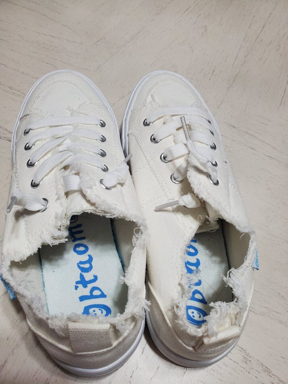 Obtaom White Slip On Shoes Size 8